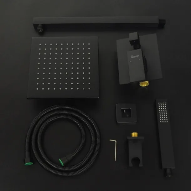 Concealed Shower Faucet Combo Set 12" Rainfall Shower Head, Shower System Mixer Rough In Valve Rainfall High Pressure Head with Handheld, Wall Mounted Tub and Shower Trim Kit Bathroom Bath