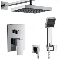 Concealed Shower Faucet Combo Set 8" Shower Head, Shower System Mixer Rough In Valve Rainfall High Pressure Head with Handheld, Wall Mounted Tub and Shower Trim Kit Bathroom Bath