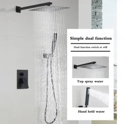 Concealed Shower Faucet Combo Set Black, 8