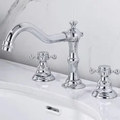 Contain Cold and Hot Switch Brass Bathroom Faucet Brushed Finish Antique Copper Two Handles Widespread Bathroom Sink Faucet