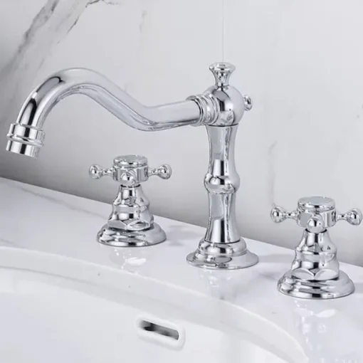 Contain Cold and Hot Switch Brass Bathroom Faucet Brushed Finish Antique Copper Two Handles Widespread Bathroom Sink Faucet