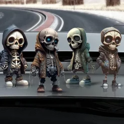 Cool Skeleton Figurines, Halloween Skull Statue Skeleton Doll Resin Crafts Ornaments, Fashion Mini Cool Skeleton Figurines Decor Skeleton Man Resin Statue Doll For Home Office Desk Decor