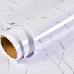 Cool Wallpapers 1 Roll White Black Marble, Oilproof High Temperature Resistant Peel And Stick, Waterproof, Easily Removable Self-Adhesive Film Covering Kitchen Countertop Cabinet Shelf Liner