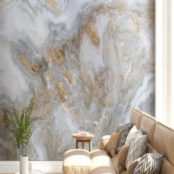 Cool Wallpapers Abstract Marble Wallpaper Wall Mural Gold Wall Covering Sticker Peel and Stick Removable PVC/Vinyl Material Self Adhesive/Adhesive Required Wall Decor for Living Room Kitchen Bathroom
