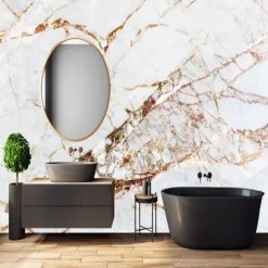 Cool Wallpapers Abstract Marble Wallpaper Wall Mural Gold Wall Covering Sticker Peel and Stick Removable PVC/Vinyl Material Self Adhesive/Adhesive Required Wall Decor for Living Room Kitchen Bathroom