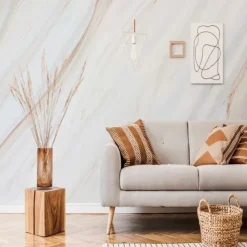 Cool Wallpapers Abstract Marble Wallpaper Wall Mural White Covering Sticker Peel and Stick Removable PVC/Vinyl Material Self Adhesive/Adhesive Required Wall Decor for Living Room Kitchen Bathroom