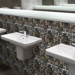 Cool Wallpapers Bathroom Wallpaper 10pcs Mosaic Wall Panel Self Adhesive Tile Sticker Peel and Stick Wallpaper for Home Decor Kitchen Room Waterproof Self-adhesive Wall Decor Wall Mural