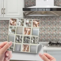 Cool Wallpapers Bathroom Wallpaper 10pcs Mosaic Wall Panel Self Adhesive Tile Sticker Peel and Stick Wallpaper for Home Decor Kitchen Room Waterproof Self-adhesive Wall Decor Wall Mural