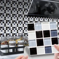 Cool Wallpapers Bathroom Wallpaper 10pcs Mosaic Wall Panel Self Adhesive Tile Sticker Peel and Stick Wallpaper for Home Decor Kitchen Room Waterproof Self-adhesive Wall Decor Wall Mural