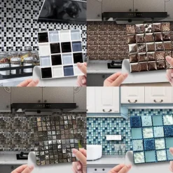 Cool Wallpapers Bathroom Wallpaper 10pcs Mosaic Wall Panel Self Adhesive Tile Sticker Peel and Stick Wallpaper for Home Decor Kitchen Room Waterproof Self-adhesive Wall Decor Wall Mural