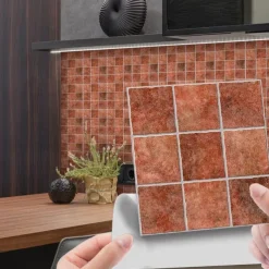 Cool Wallpapers Bathroom Wallpaper 10pcs Mosaic Wall Panel Self Adhesive Tile Sticker Peel and Stick Wallpaper for Home Decor Kitchen Room Waterproof Self-adhesive Wall Decor Wall Mural