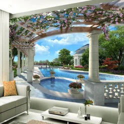 Cool Wallpapers Beach Wallpaper Wall Mural Landscape Garden Roll Sticker Peel and Stick Removable PVC/Vinyl Material Self Adhesive/Adhesive Required Wall Decor for Living Room Kitchen Bathroom