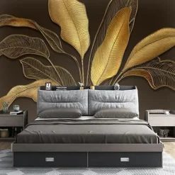 Cool Wallpapers Beautiful Nature Wallpaper Wall Mural Wall Sticker Self-adhesive Dazzling Golden PVC/Vinyl Suitable For Living Room Bedroom Restaurant Hotel Wall Decoration Art Home Decor