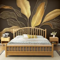 Cool Wallpapers Beautiful Nature Wallpaper Wall Mural Wall Sticker Self-adhesive Dazzling Golden PVC/Vinyl Suitable For Living Room Bedroom Restaurant Hotel Wall Decoration Art Home Decor