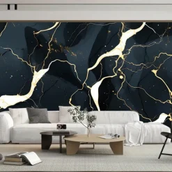 Cool Wallpapers Black and White Wallpaper Wall Mural Marble Roll Peel and Stick Removable PVC/Vinyl Material Self Adhesive/Adhesive Required Wall Decor for Living Room Kitchen Bathroom
