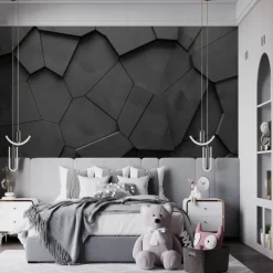 Cool Wallpapers Black Wallpaper Wall Mural 3D Geometric Stripe Covering Sticker Peel and Stick Removable PVC/Vinyl Material Self Adhesive/Adhesive Required Wall Decor for Living Room Kitchen Bathroom