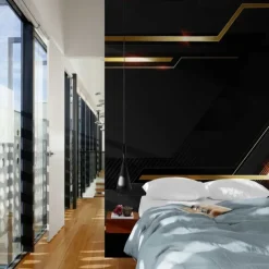 Cool Wallpapers Black Wallpaper Wall Mural 3D Geometric Stripe Covering Sticker Peel and Stick Removable PVC/Vinyl Material Self Adhesive/Adhesive Required Wall Decor for Living Room Kitchen Bathroom