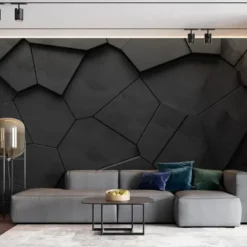 Cool Wallpapers Black Wallpaper Wall Mural 3D Geometric Stripe Covering Sticker Peel and Stick Removable PVC/Vinyl Material Self Adhesive/Adhesive Required Wall Decor for Living Room Kitchen Bathroom