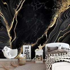 Cool Wallpapers Black Wallpaper Wall Mural Gold Silk Marble Suitable For Hotel Living Room And Bedroom Canvas Material Self adhesive Wallpaper Mural Wall Cloth Room Wallcovering