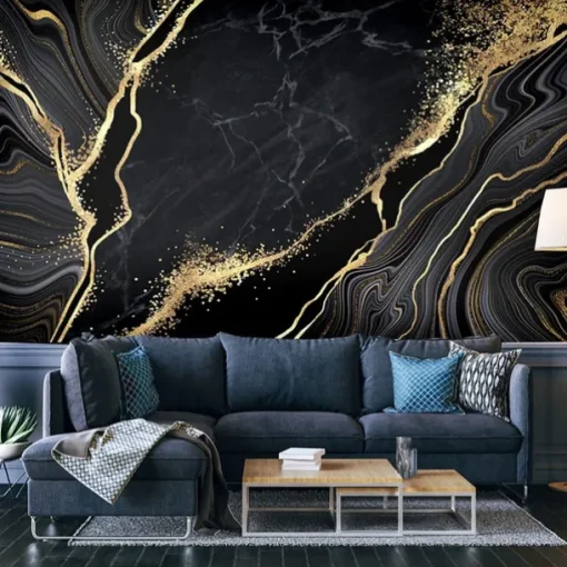 Cool Wallpapers Black Wallpaper Wall Mural Gold Silk Marble Suitable For Hotel Living Room And Bedroom Canvas Material Self adhesive Wallpaper Mural Wall Cloth Room Wallcovering