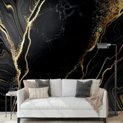 Cool Wallpapers Black Wallpaper Wall Mural Gold Silk Marble Suitable For Hotel Living Room And Bedroom Canvas Material Self adhesive Wallpaper Mural Wall Cloth Room Wallcovering