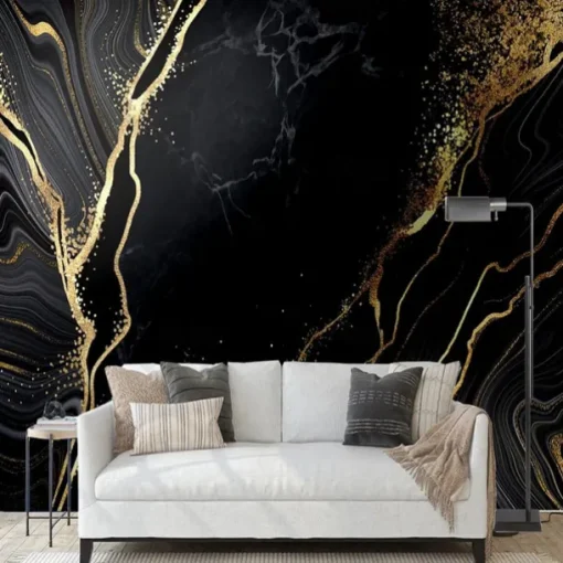Cool Wallpapers Black Wallpaper Wall Mural Gold Silk Marble Suitable For Hotel Living Room And Bedroom Canvas Material Self adhesive Wallpaper Mural Wall Cloth Room Wallcovering