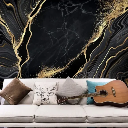 Cool Wallpapers Black Wallpaper Wall Mural Gold Silk Marble Suitable For Hotel Living Room And Bedroom Canvas Material Self adhesive Wallpaper Mural Wall Cloth Room Wallcovering