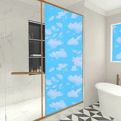 Cool Wallpapers Blue Wallpaper Wall Mural Self adhesive PVC waterproof 3D blue sky white cloud color decoration film Bedroom living room ceiling wall sticker instant paste a roll of 17.72*74.78inches