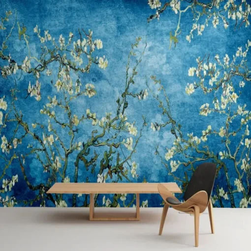 Cool Wallpapers Bluer Flowers Wallpaper Wall Mural Wall Covering Sticker Peel and Stick Removable PVC/Vinyl Material Self Adhesive/Adhesive Required Wall Decor for Living Room Kitchen Bathroom