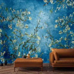 Cool Wallpapers Bluer Flowers Wallpaper Wall Mural Wall Covering Sticker Peel and Stick Removable PVC/Vinyl Material Self Adhesive/Adhesive Required Wall Decor for Living Room Kitchen Bathroom