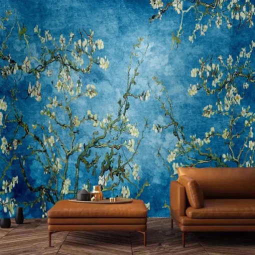 Cool Wallpapers Bluer Flowers Wallpaper Wall Mural Wall Covering Sticker Peel and Stick Removable PVC/Vinyl Material Self Adhesive/Adhesive Required Wall Decor for Living Room Kitchen Bathroom