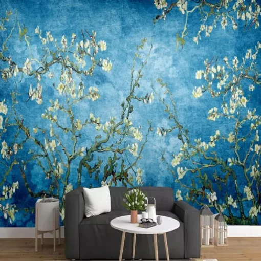 Cool Wallpapers Bluer Flowers Wallpaper Wall Mural Wall Covering Sticker Peel and Stick Removable PVC/Vinyl Material Self Adhesive/Adhesive Required Wall Decor for Living Room Kitchen Bathroom