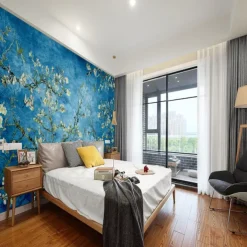 Cool Wallpapers Bluer Flowers Wallpaper Wall Mural Wall Covering Sticker Peel and Stick Removable PVC/Vinyl Material Self Adhesive/Adhesive Required Wall Decor for Living Room Kitchen Bathroom