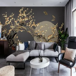 Cool Wallpapers Bluer Flowers Wallpaper Wall Mural Wall Covering Sticker Peel and Stick Removable PVC/Vinyl Material Self Adhesive/Adhesive Required Wall Decor for Living Room Kitchen Bathroom