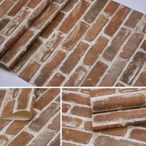 Cool Wallpapers Brick Wallpaper Wall Mural Wall Covering Sticker Film Modern Faux Brick non Woven Home Decor 53x1000cm/20.87''x393.7''