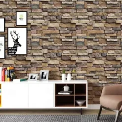 Cool Wallpapers Brick Wallpaper Wall Mural Wood Grain Stripes Home Decoration Comtemporary Stripes Wall Covering, PVC / Vinyl Material Self adhesive Wallpaper, Room Wallcovering