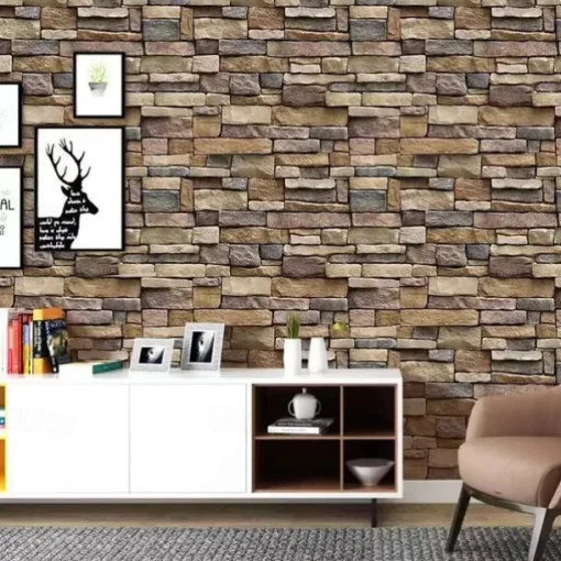 Cool Wallpapers Brick Wallpaper Wall Mural Wood Grain Stripes Home Decoration Comtemporary Stripes Wall Covering, PVC / Vinyl Material Self adhesive Wallpaper, Room Wallcovering