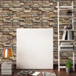 Cool Wallpapers Brick Wallpaper Wall Mural Wood Grain Stripes Home Decoration Comtemporary Stripes Wall Covering, PVC / Vinyl Material Self adhesive Wallpaper, Room Wallcovering