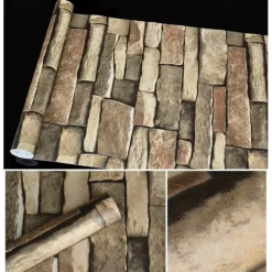 Cool Wallpapers Brick Wallpaper Wall Mural Wood Grain Stripes Home Decoration Comtemporary Stripes Wall Covering, PVC / Vinyl Material Self adhesive Wallpaper, Room Wallcovering