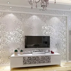 Cool Wallpapers 3D Flower Embossed Wallpaper, Wall Mural Removable Wall Decals For Bedroom, Living Room, Home Decor Wallpaper (without Glue), 20.86in*393.7 Inches