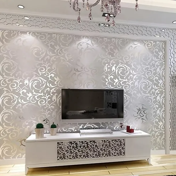 Cool Wallpapers 3D Flower Embossed Wallpaper, Wall Mural Removable Wall Decals For Bedroom, Living Room, Home Decor Wallpaper (without Glue), 20.86in*393.7 Inches