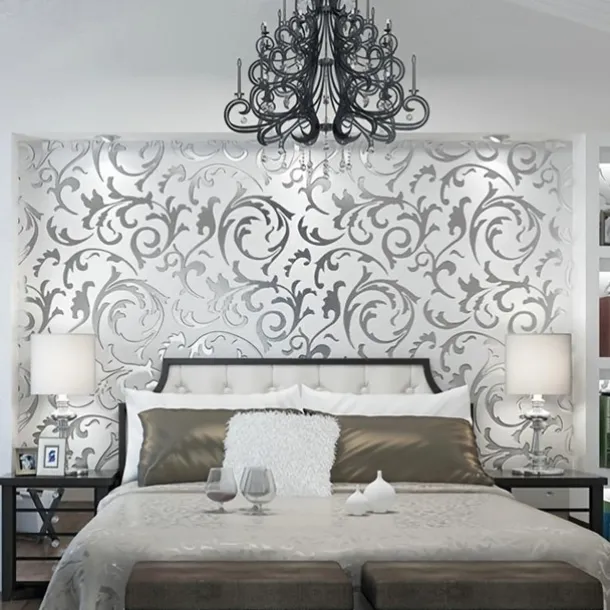 Cool Wallpapers 3D Flower Embossed Wallpaper, Wall Mural Removable Wall Decals For Bedroom, Living Room, Home Decor Wallpaper (without Glue), 20.86in*393.7 Inches