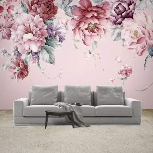 Cool Wallpapers 3D Pink Flower Wallpaper Wall Mural Wall Covering Sticker Peel and Stick Removable PVC/Vinyl Material Self Adhesive/Adhesive Required Wall Decor for Living Room Kitchen Bathroom