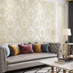 Cool Wallpapers Flower Wallpaper 3D Damask Wall Mural Wall Cover Sticker Film Peel and Stick Removable Self Adhesive Embossed European Damascus Non Woven Home Decoration 300x53cm/118.11''x20.87''