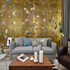 Cool Wallpapers Flower Wallpaper Wall Mural Floral Traditional Chinese Painting Home Decoration Floral Classic Wall Covering, Canvas PVC / Vinyl Material Adhesive required Mural, Room Wallcovering