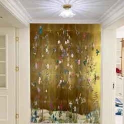 Cool Wallpapers Flower Wallpaper Wall Mural Floral Traditional Chinese Painting Home Decoration Floral Classic Wall Covering, Canvas PVC / Vinyl Material Adhesive required Mural, Room Wallcovering