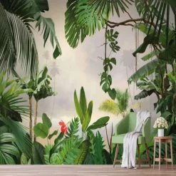 Cool Wallpapers Forest Beautiful Wallpaper Wall Mural Wall Sticker Covering Print Peel and Stick Removable Self Adhesive Scenic Tropical Rainforest Plantain PVC / Vinyl Home Decor