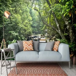 Cool Wallpapers Forest Nature Wallpaper Wall Mural Wall Sticker Covering Print Peel and Stick Removable Waterfall Vinyl PVC Home Décor