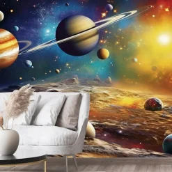 Cool Wallpapers Galaxy Wallpaper Wall Mural Landscape Universe Planet Sticker Peel and Stick Removable PVC/Vinyl Material Self Adhesive/Adhesive Required Wall Decor for Living Room Kitchen Bathroom