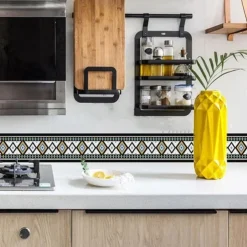 Cool Wallpapers Geometric Wallpaper Border Waistline Wall Mural Peel and Stick Self Adhesive PVC/Vinyl Modern Wall Decal for Room 12x500cm/4.72''x196.8''